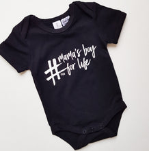 Load image into Gallery viewer, TLB mamas boy for life onesie black