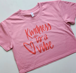 TLB kindness is a vibe CROP tee bubblegum pink