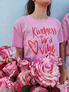 TLB kindness is a vibe CROP tee bubblegum pink