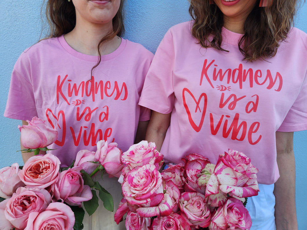 TLB kindness is a vibe tee bubblegum pink