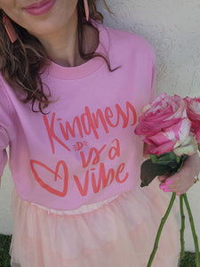 TLB kindness is a vibe tee bubblegum pink