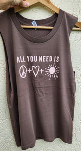 TLB all you need is peace love & sunshine tank Musk