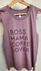 TLB Boss Mama Coffee Lover tank Hazy Pink