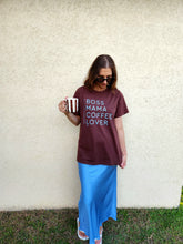 Load image into Gallery viewer, Boss Mama Coffee Lover Tee (Brown/Blue)
