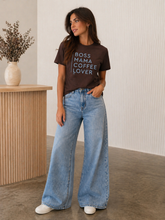Load image into Gallery viewer, Boss Mama Coffee Lover Tee (Brown/Blue)