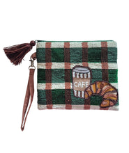 Load image into Gallery viewer, Beaded Clutch Bag Coffee Croissant