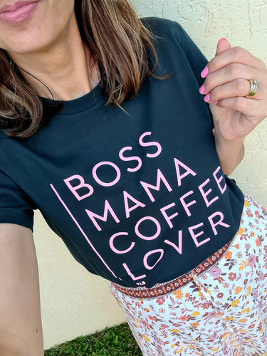 TLB Boss Mama Coffee Lover Tee Pine Green