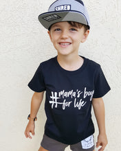 Load image into Gallery viewer, TLB #mamas boy for life tee black