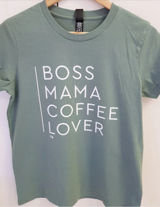 TLB Boss Mama Coffee Lover Tee Sage Green