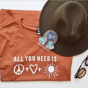TLB All you need is peace love and sunshine Adult Copper tee